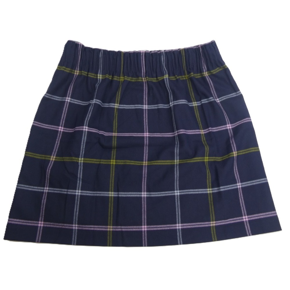 J.Crew Navy Blue Plaid Elastic Waist Mini Skirt with Pockets Size 12